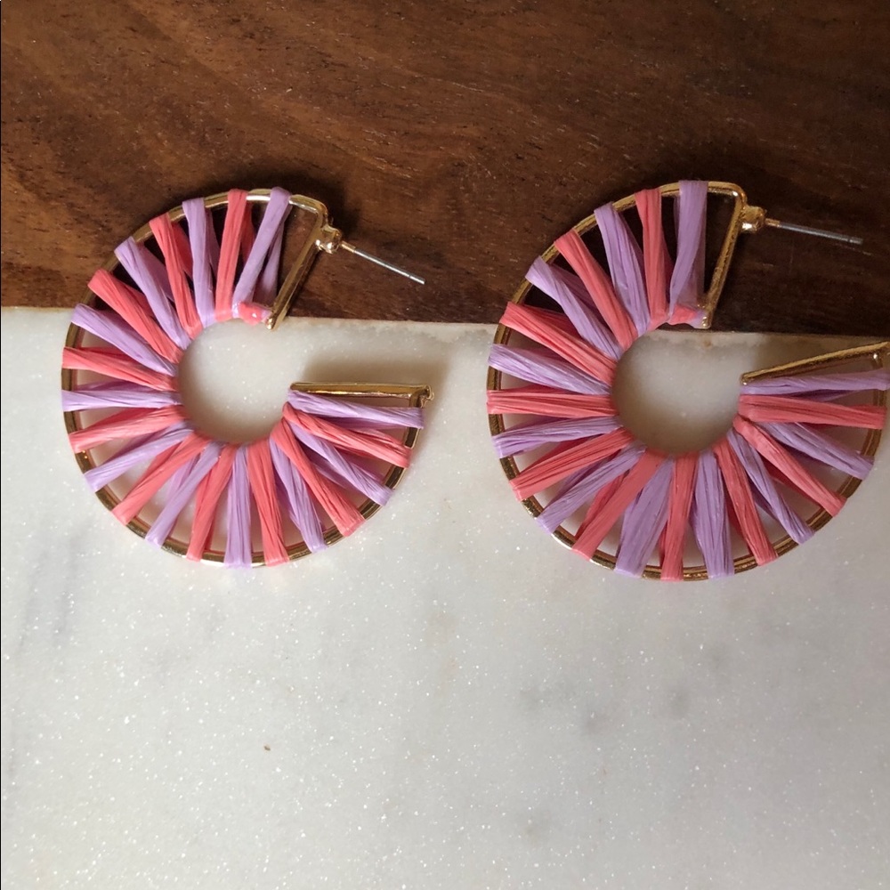 Raffia Style Gold Plated Hoops - Picture 4 of 4